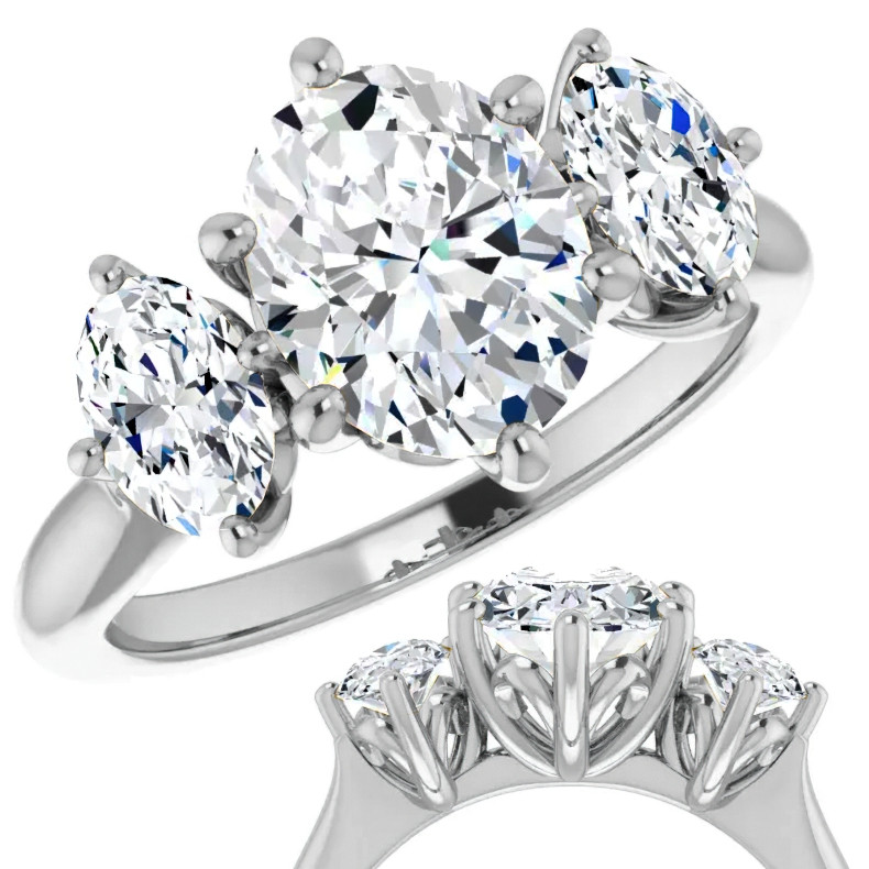 Oval Moissanite Three Rings Set