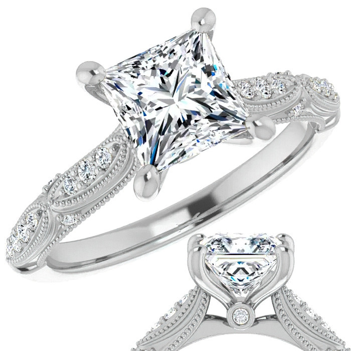 Petite Princess Diamond Bridge Engagement Ring by MDC Diamonds | White