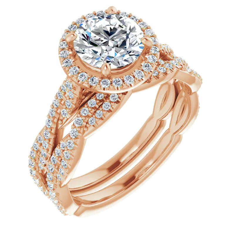 Round Twisted Cathedral Halo Moissanite Engagement Ring - enr192 ...