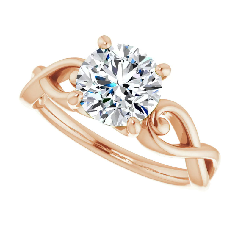 Round Twisted Scroll Solitaire Ring - enr197 - MoissaniteCo.com