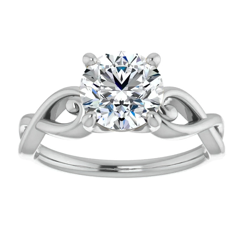 Round Twisted Scroll Solitaire Ring - enr197 - MoissaniteCo.com