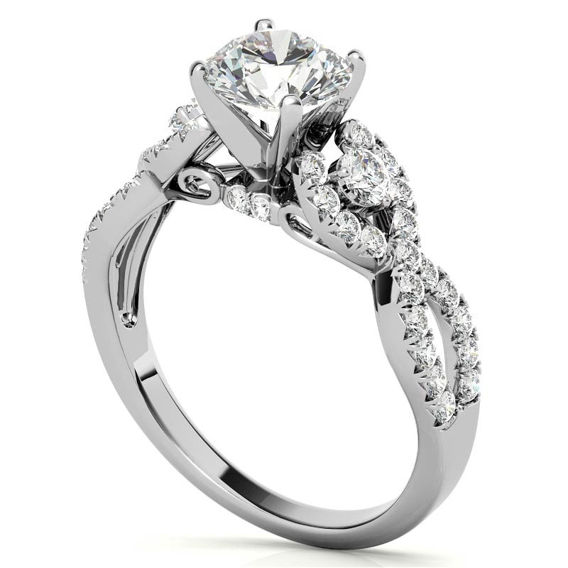 Infinity Styled Moissanite Engagement Ring with Scroll Accents - enr205 ...