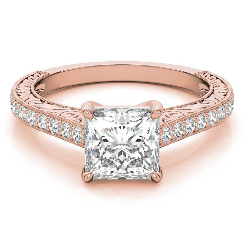 Princess cut Moissanite Antique Trellis Engagement Ring - enr226 ...