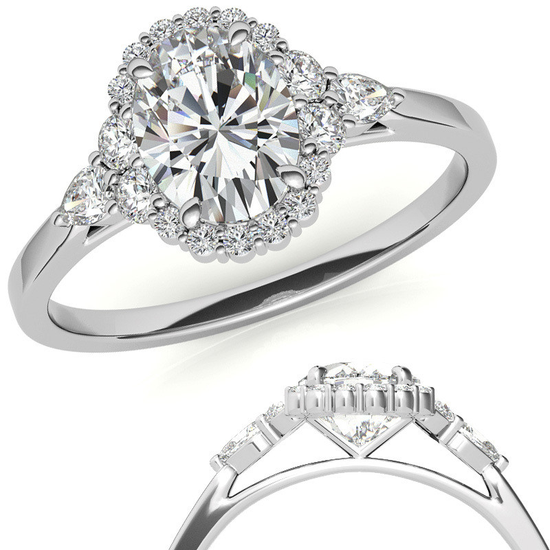 Pear Cut Moissanite Petite Halo Engagement Ring - enr304-pear ...