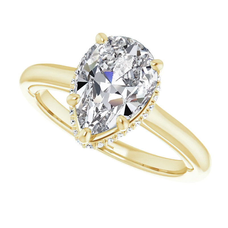 Pear Moissanite Cathedral Solitaire Ring - enr335-pear - MoissaniteCo.com