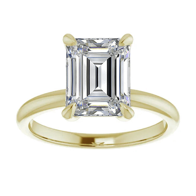 Emerald / Radiant Moissanite Solitaire Ring - enr409-em - MoissaniteCo.com