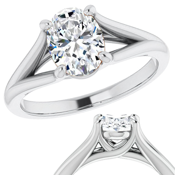 14kt White Gold Split Shank Pear Shaped Halo Engagement Ring | TDS