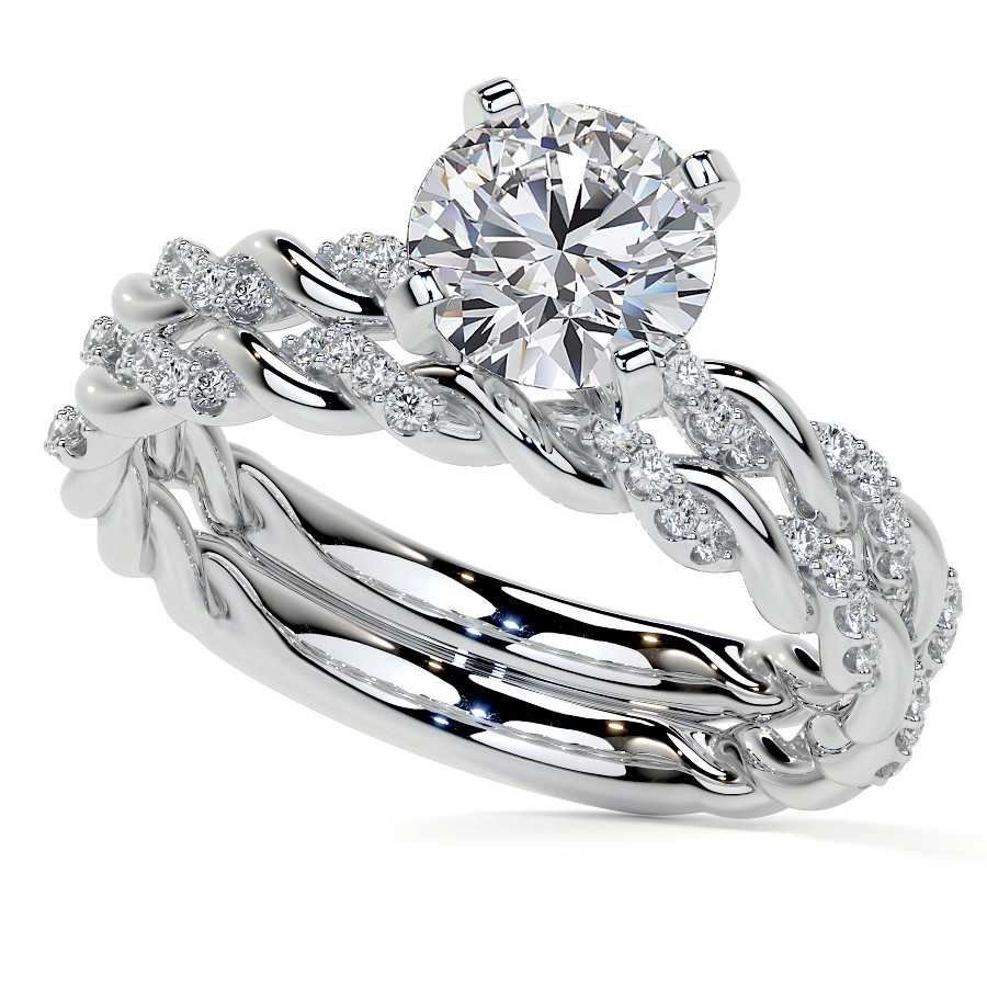 Twisted Rope Moissanite Engagement ring - enr527 - MoissaniteCo.com