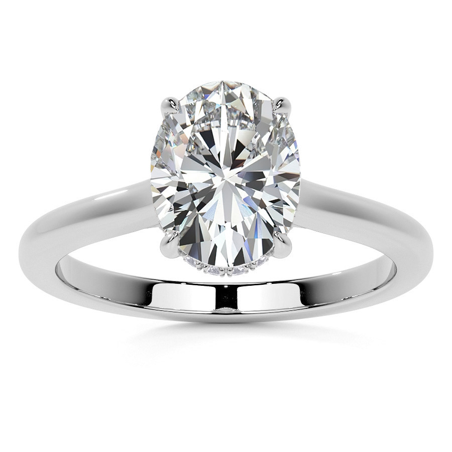 Oval Cathedral Moissanite Engagement Ring with Hidden Halo - enr559-ov ...