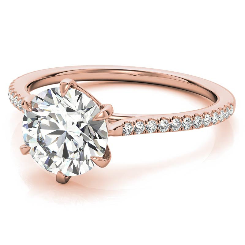 Petite Trellis 6-Prong Round Brilliant Moissanite Engagement Ring ...