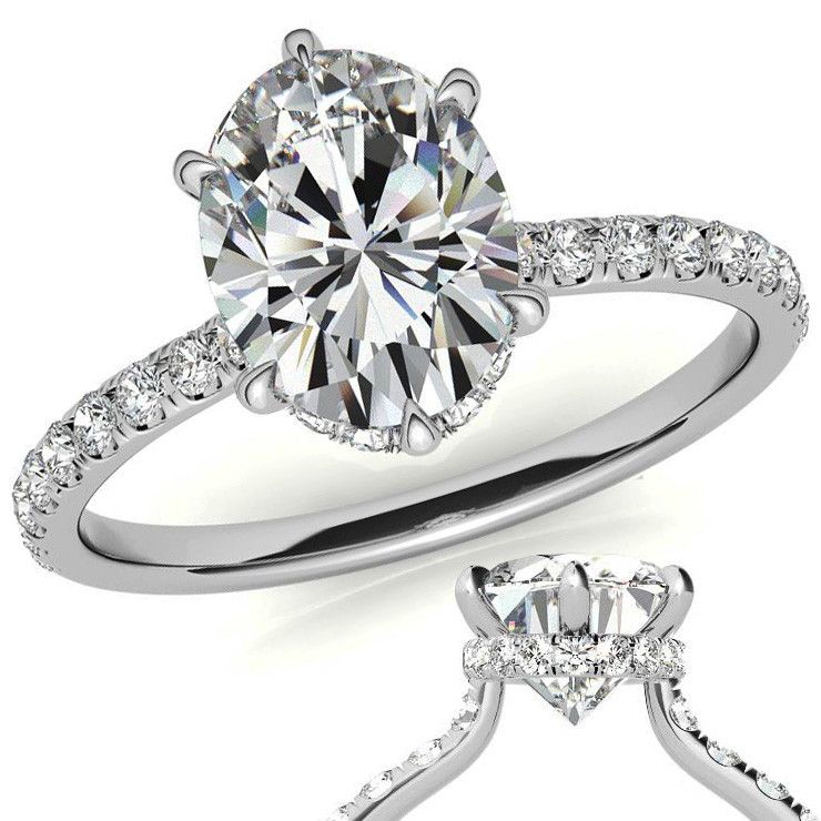 Oval 6-Prong Hidden Halo Moissanite Engagement Ring - enr623-ov ...