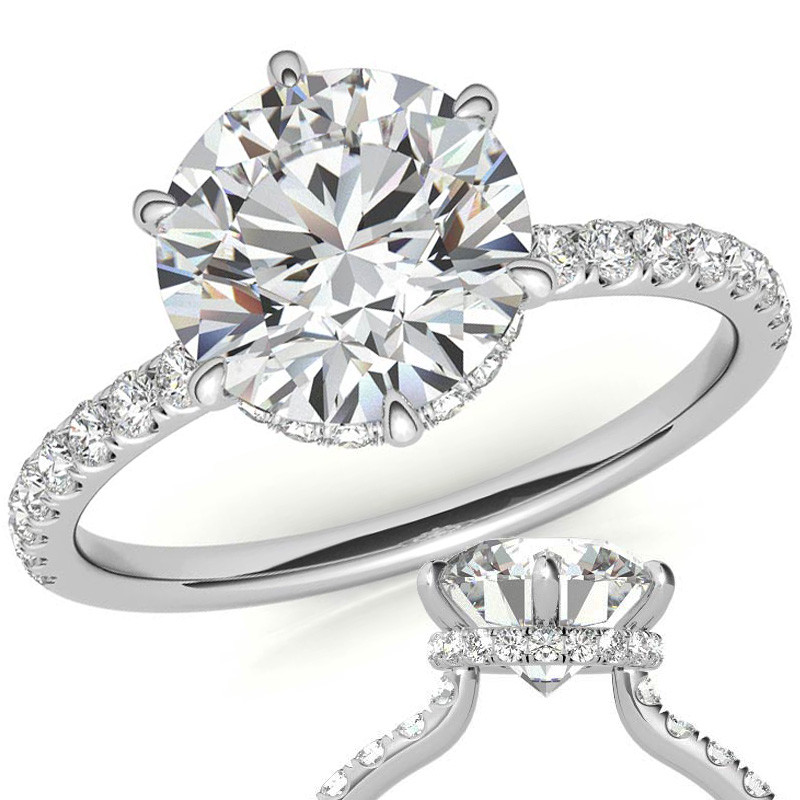 Oval Cut Forever One Moissanite Engagement Ring, Cathedral Hidden Halo ...