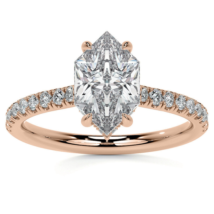 thumbnail image 2 of CUSTOMIZE JEWELS 1.1 Carat Cushion Moissanite Engagement Ring - Hidden Halo With Natural Diamonds In 14k Gold 2 of 12