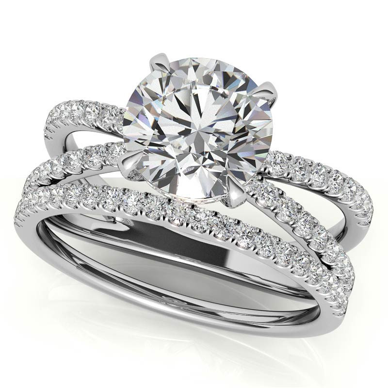 Split Shank Hidden Halo Round Brilliant Moissanite Engagement Ring ...