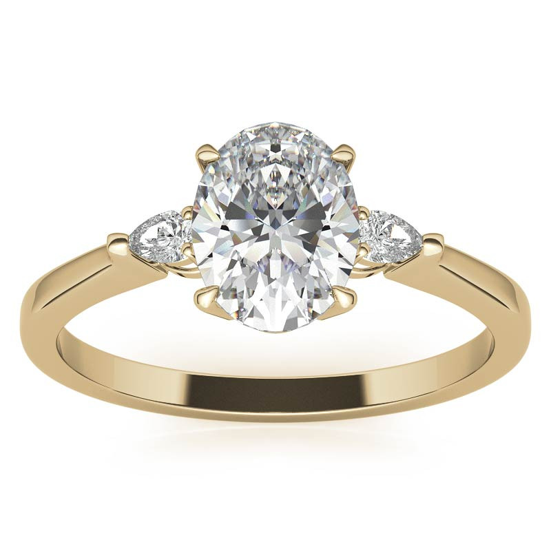 Oval Moissanite & Diamond Pear 3-Stone Engagement Ring - enr630-ov ...