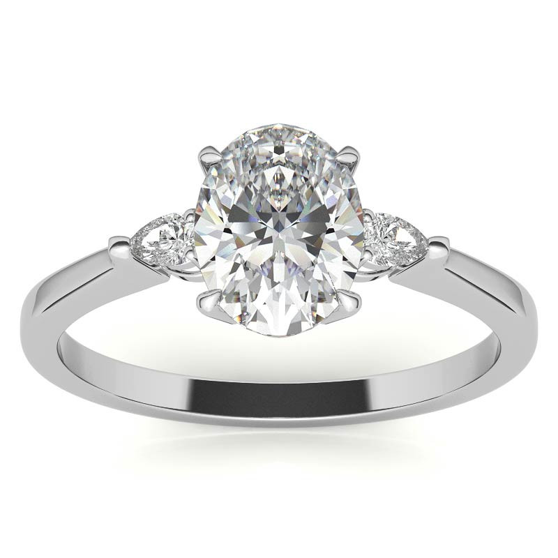 Oval Moissanite & Diamond Pear 3-Stone Engagement Ring - enr630-ov ...