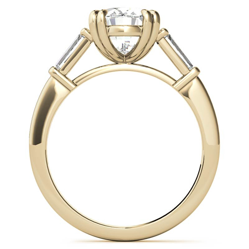 Oval Moissanite Tapered Baguette Double Claw Prong Engagement Ring -  enr634-ov 