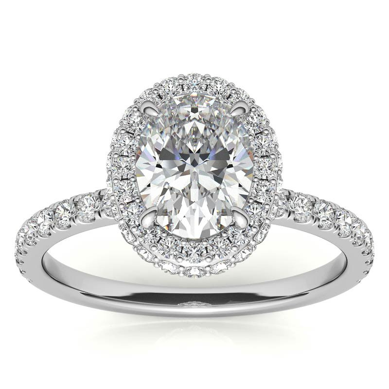 Oval Halo Petite Collar Moissanite Engagement Ring - enr651 ...