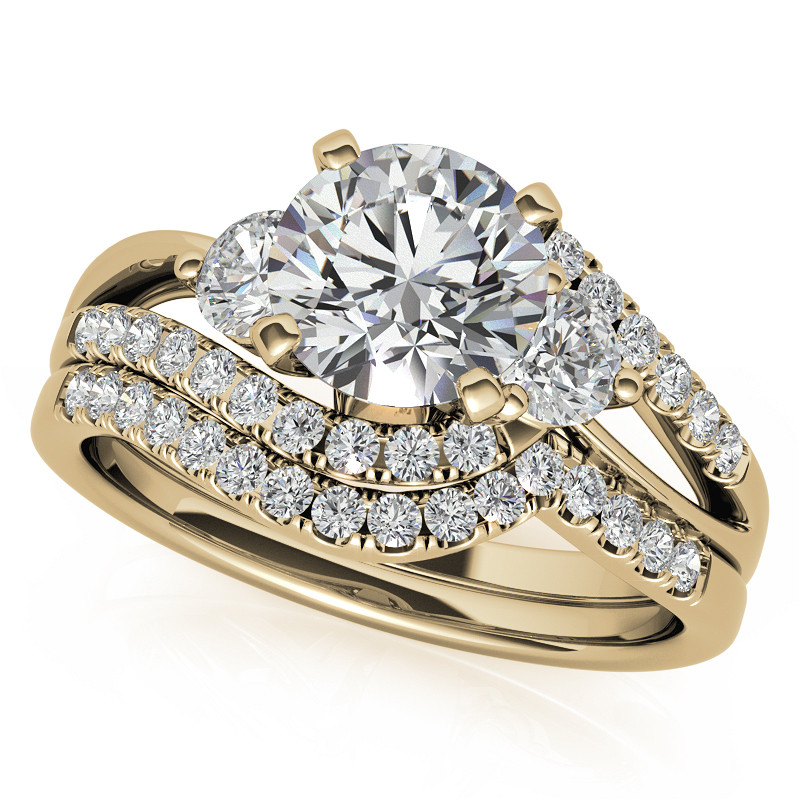 Round Brilliant Moissanite Split Shank Bypass Engagement Ring - enr655 ...