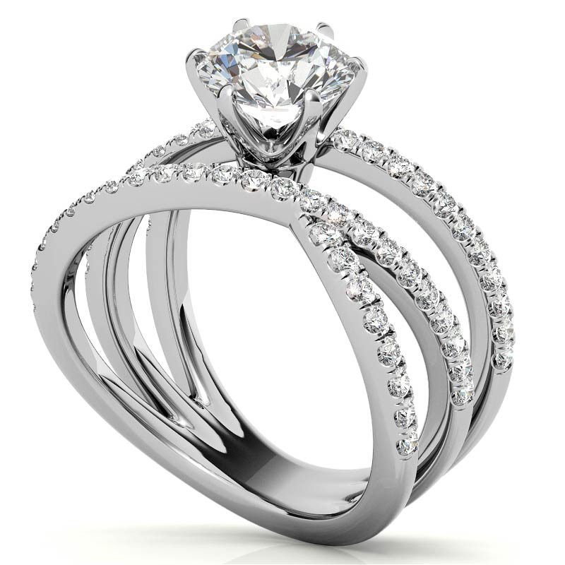 Round Brilliant Moissanite Multi-Band Engagement Ring - enr664 ...