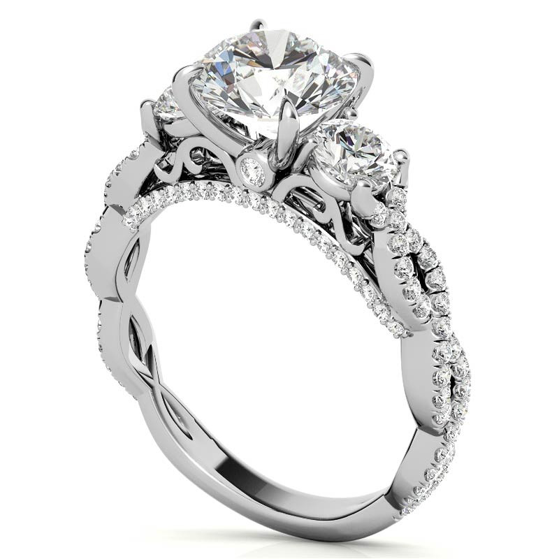 Round Brilliant Three-Stone Infinity Engagement Ring - enr672 ...