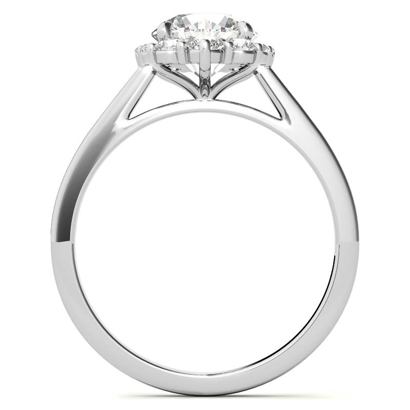 Round Graduated Halo Moissanite Engagement Ring - enr677 - MoissaniteCo.com