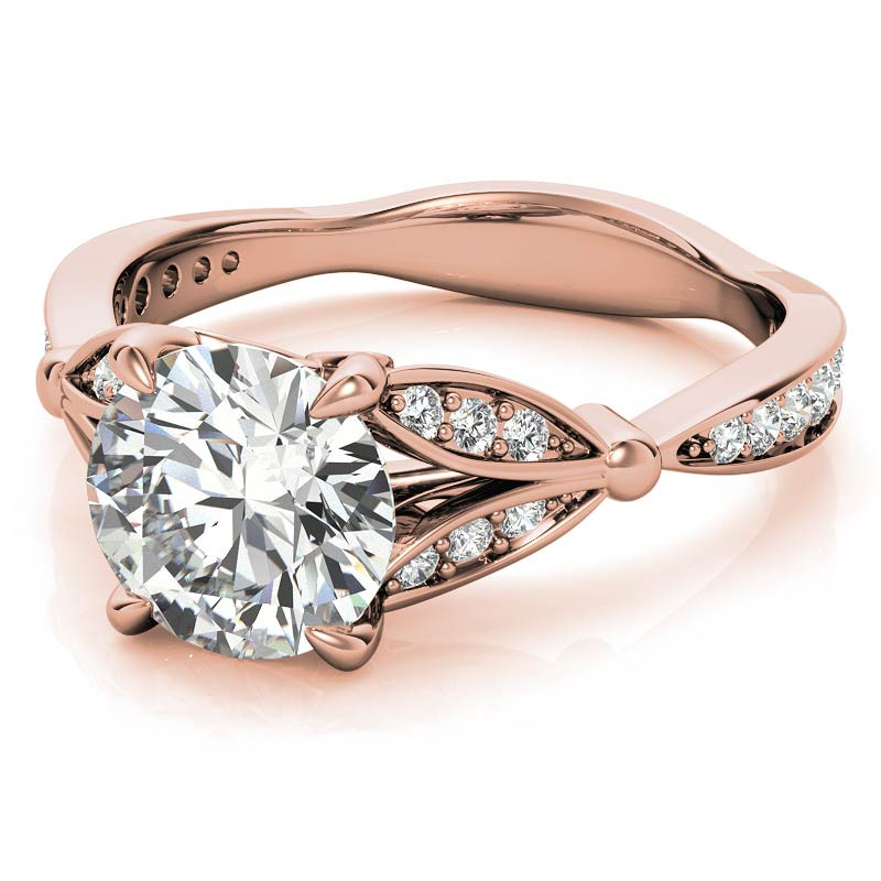 Round Floral Inspired Moissanite Engagement Ring - enr680 ...