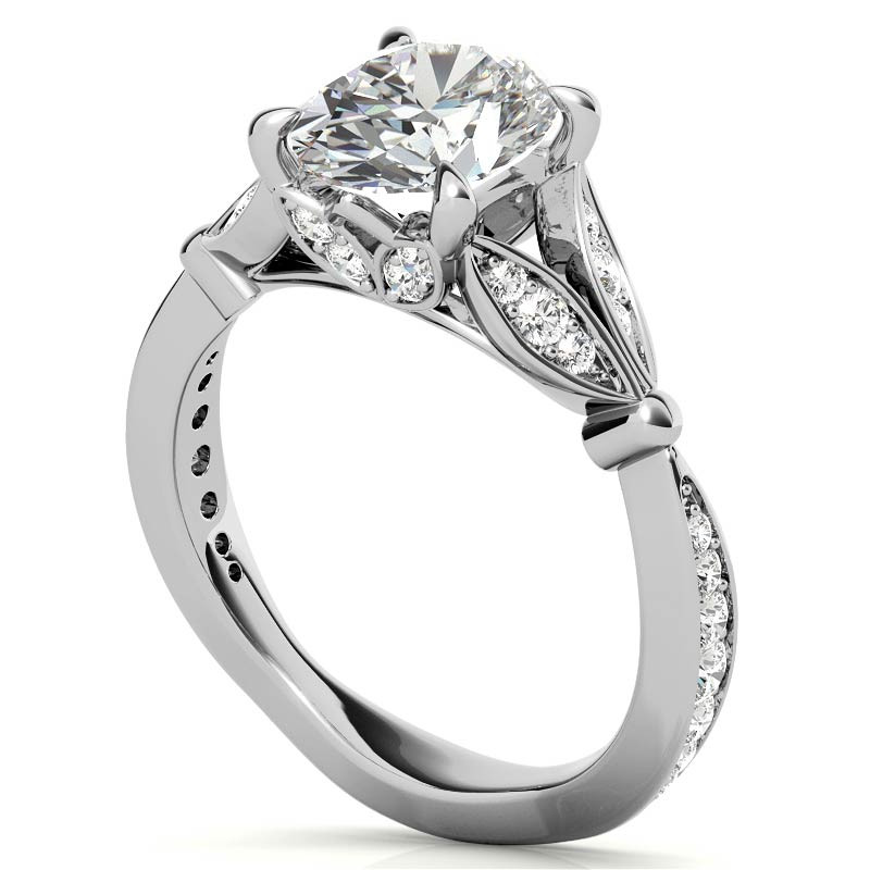 Oval Floral Inspired Moissanite Engagement Ring - enr680-ov ...