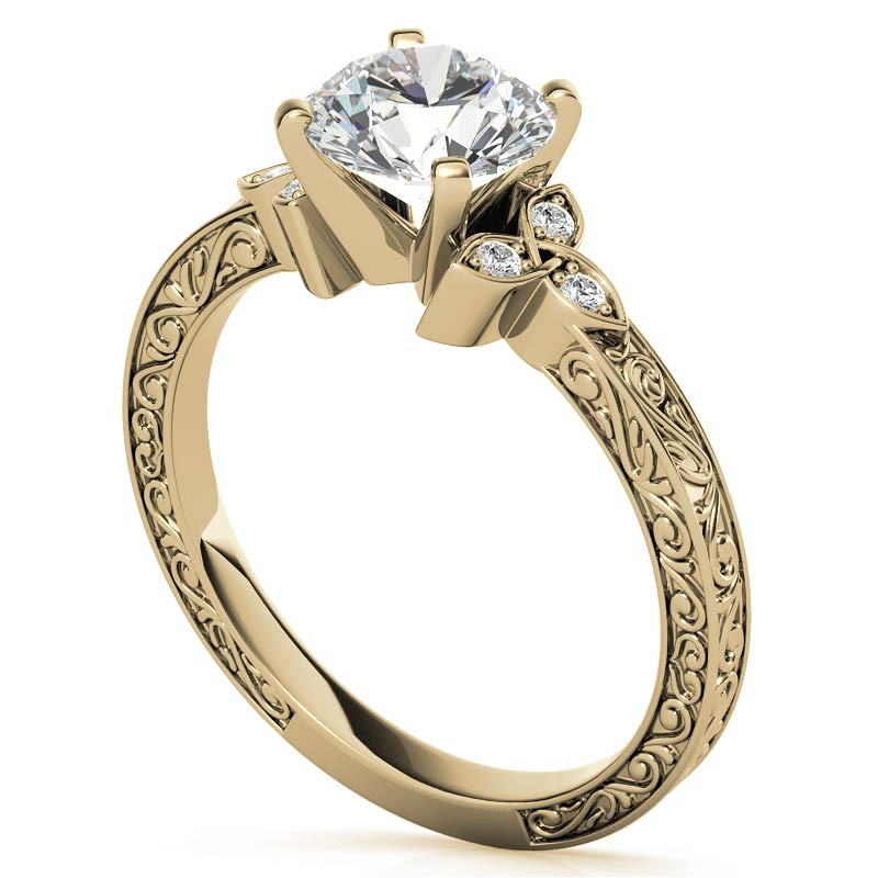 Round Brilliant Moissanite Antique Celtic Knot Engagement Ring - enr683 ...