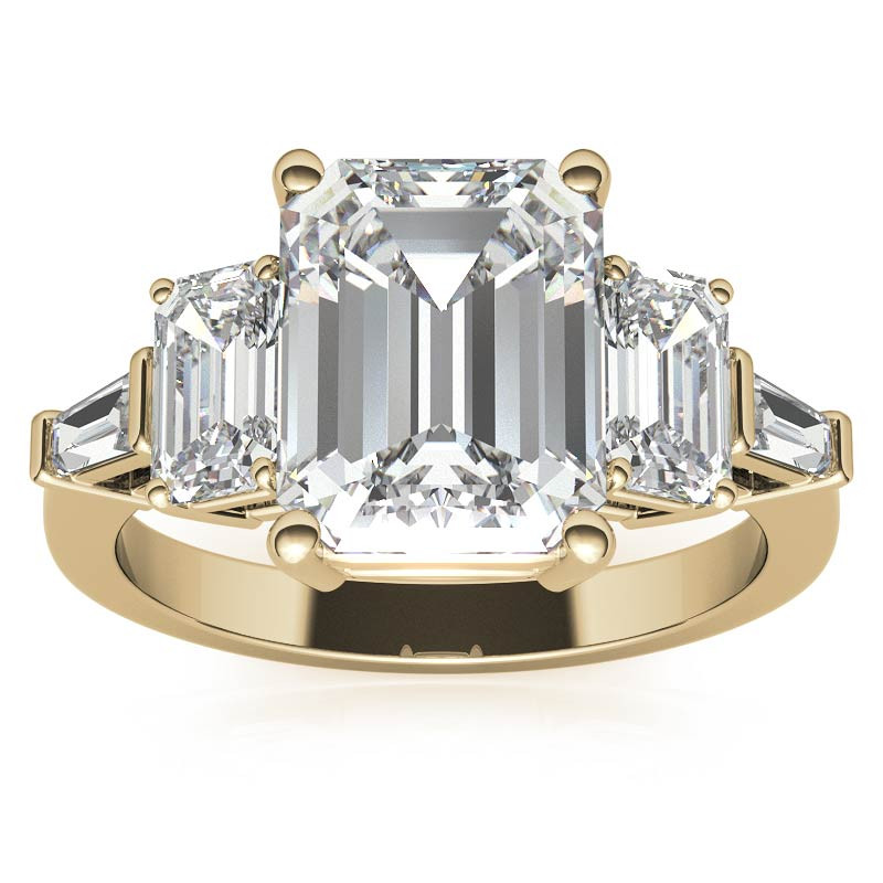 Emerald / Radiant and Baguette Moissanite Engagement Ring - enr689 ...