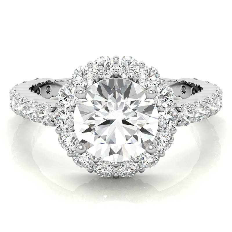 Halo Cathedral Moissanite Engagement Ring - enr700 - MoissaniteCo.com