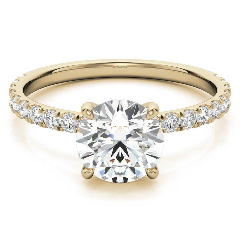 Petite Round U-Prong Moissanite Engagement Ring with Hidden Halo