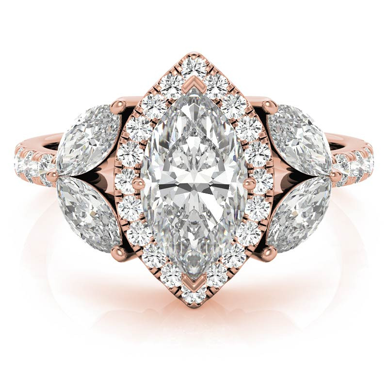 Marquise Halo Floral Moissanite Engagement Ring - enr734-mq ...
