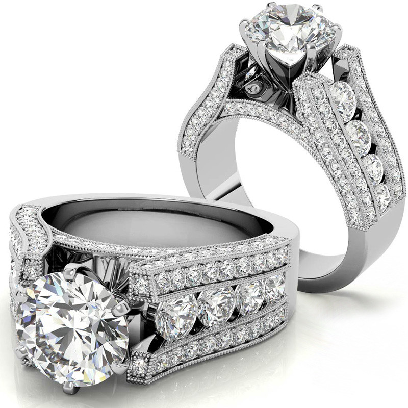 Cathedral Channel Set Diamond Engagement Ring, 511