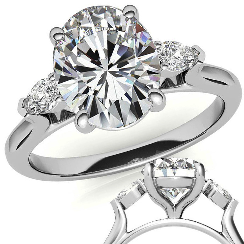 Oval Moissanite Three Rings Set