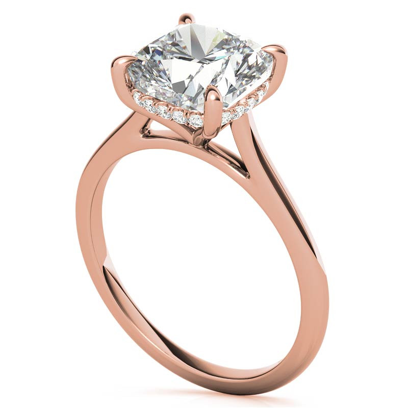 Cushion Cathedral Hidden Halo Moissanite Engagement Ring - enr744-cu ...