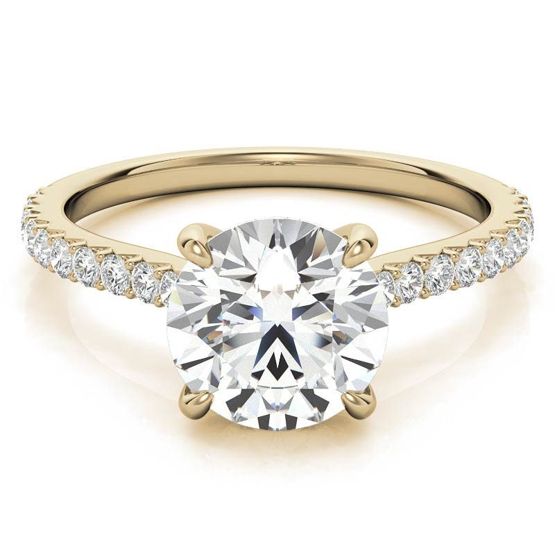 Round Cathedral Moissanite Engagement Ring with Hidden Halo - enr768 ...