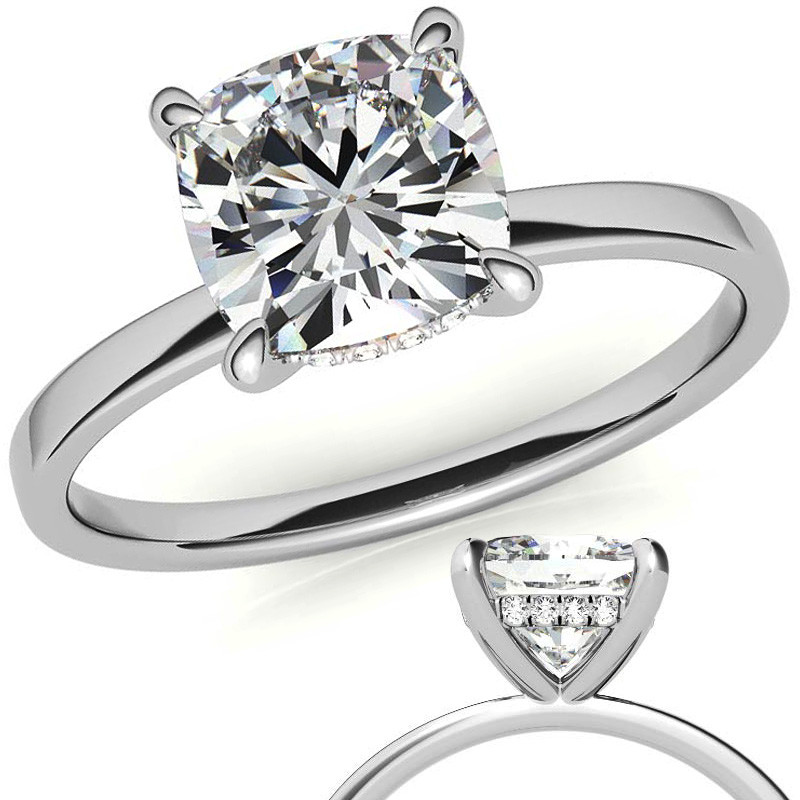 6.5mm 1ct E VS Moissanite Wedding Engagement 6 Prong Classic Solitaire Ring Band 