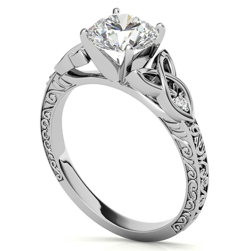 Moissanite Accented Celtic Knot Engagement Ring - enr843 - MoissaniteCo.com