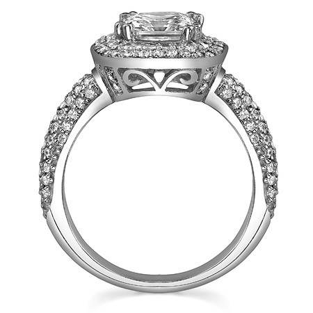 Cushion Cut Halo Moissanite Engagement Ring - eng877b - MoissaniteCo.com