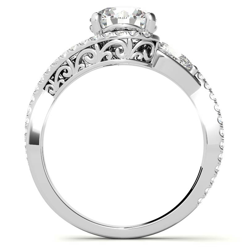 Round and Pear Moissanite 3-Stone Bypass Engagement Ring - enr881 ...