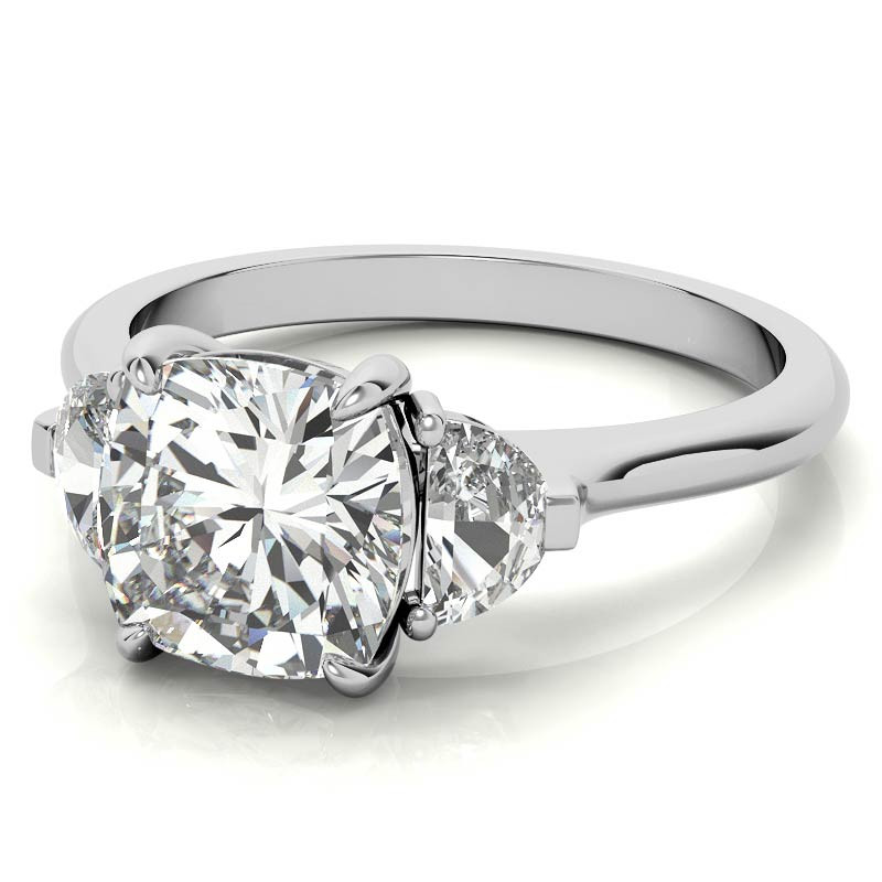 Cushion and Half Moon Moissanite Cathedral Engagement Ring - enr883-cu ...
