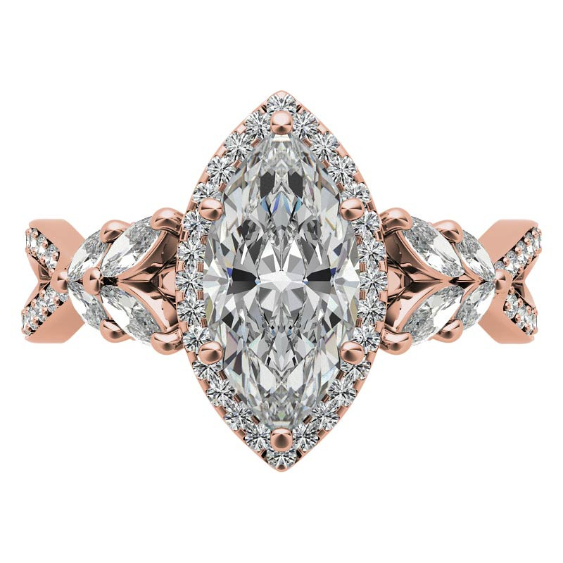 Split Shank Marquise Halo Antique Moissanite Engagement Ring - enr888 ...