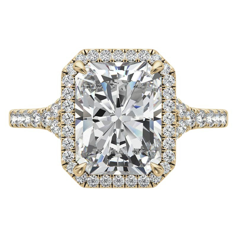 Emerald / Radiant Moissanite Split Shank Halo Engagement Ring - enr889 ...