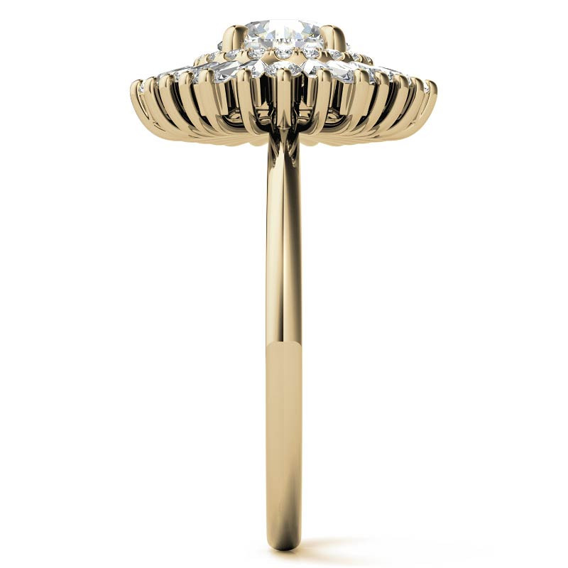 Round Brilliant Moissanite Art Deco Style Moissanite Engagement Ring ...