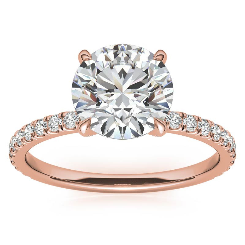 Round Petite Shared Prong Moissanite Engagement Ring - enr903 ...