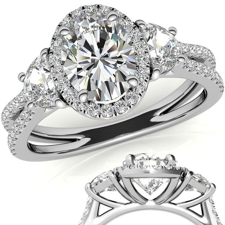 Radiant Cut Split Shank Engagement Ring | 2.68CT | 14K Gold