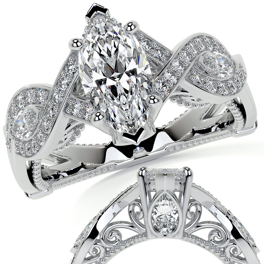 Custom Princess Cut Diamond And Split Shank Engagement Ring #100807 -  Seattle Bellevue | Joseph Jewelry