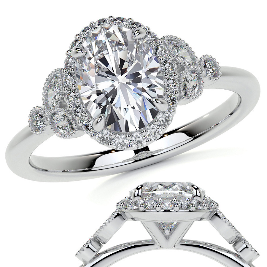 Round Petite Cathedral Moissanite Engagement Ring - eng245a ...