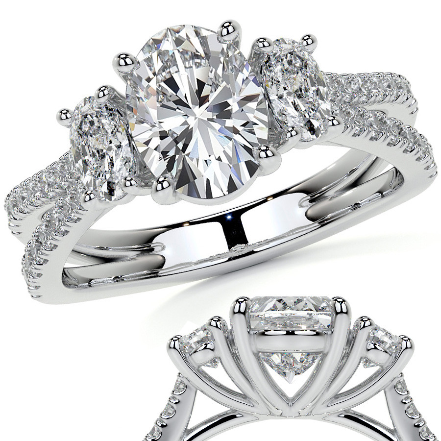 Round Center, Micropave Split Shank High Cathedral Diamond Engagement Ring  Setting - Barsky Diamonds